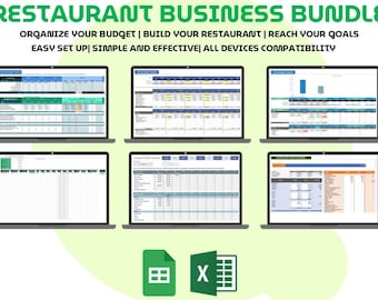 Restaurant Business Bundle Excel Google Sheets Templates Bookkeeping Inventory Tracker Expense Planner Marketing Budget Food Cost Manager