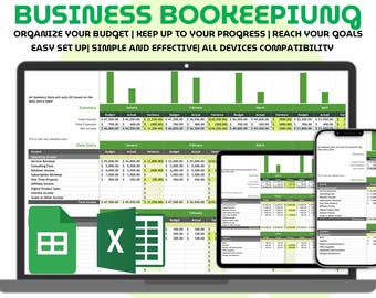 Hoja de cálculo de contabilidad para pequeñas empresas: Excel, Google Sheets, sencillo registro de presupuesto, ingresos y gastos. Plantilla financiera para startups y autónomos.