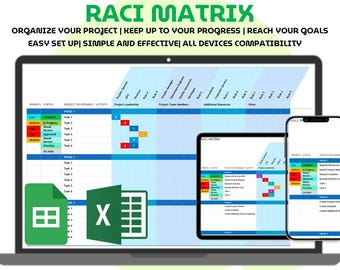 RACI Matrix Template Excel Google Sheets Projektmangement Tracker Aufgabenzuteilung Verantwortung Diagramm Team Accountability Tabelle