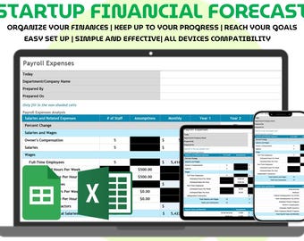 Startup Financial Projection Template Excel Google Sheets Business Budget Cash Flow Planner Profit Loss Forecast Financial Planning Sheet
