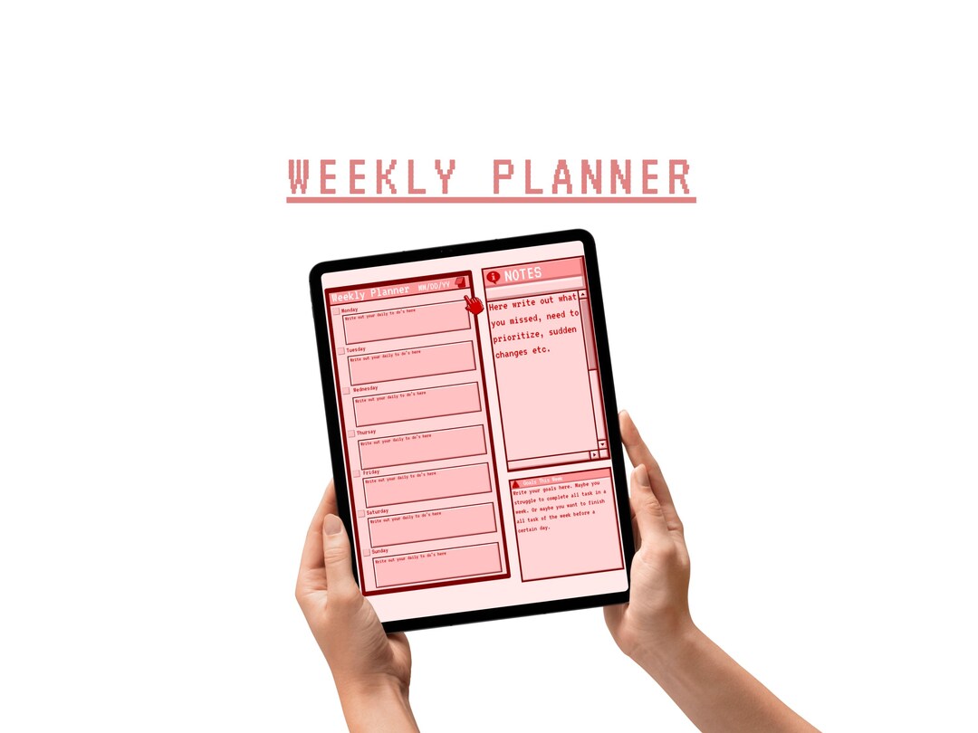 Weekly Planner Digital Tracker Notes Goals Week Planner Computer ...