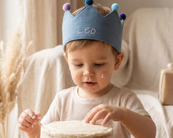 Personalized Baby Birthday Hat, Custom Birthday Crown, Hand Embroidered Toddler Crown, Birthday Party Gift for Kids, Baby Shower Gift