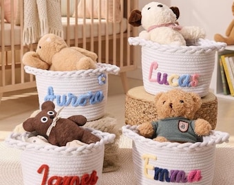 Personalized Baby Basket, Custom Name Toy Storage, Holiday Newborn Gift for Baby, Baby Shower Gift, Nursery Organizer