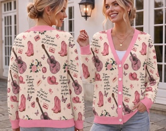 If You Want The Rainbow Cardigan, Retro Country Legend Sweater, Pink Cowgirl Boots Knitwear, What Would Dolly Do Quote Music Memorial Gift