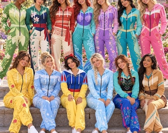 Fairytale Princess Halloween Jumpsuit, Whimsical Royal Cosplay Onesie, Women Group Matching Pajamas, Theme Park Bounding Holiday Gift