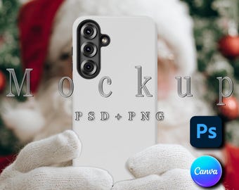 Samsung Galaxy S25 Plus Case Mockup: Smart Object PSD, Canva, PNG (Digital Download)