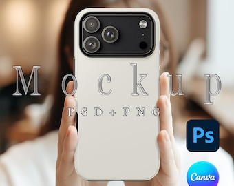 iPhone 17 Pro Case Mockup: Smart Object PSD, Canva, PNG (Digital Download)