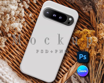 Google Pixel 9 ケース モックアップ: PSD Canva PNG (デジタルダウンロード)