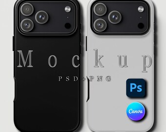 iPhone 17 Pro Max Case Mockup:  PSD Canva PNG (Digital Download) Couple Phones