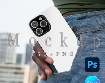 iPhone 16 Pro Max Case Mockup: Tough Case, City View (PSD, PNG)
