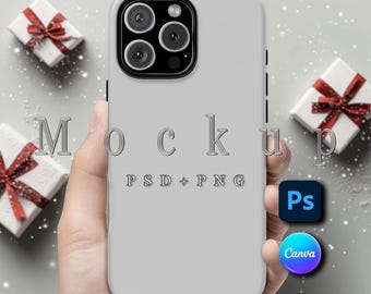 iPhone 16 Pro Max Case Mockup: Smart Object PSD, Canva, PNG (Digital Download)