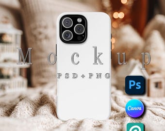 iPhone 16 Pro Max タフケース モックアップ、スマートオブジェクト PSD、Canva PNG（デジタルダウンロード）