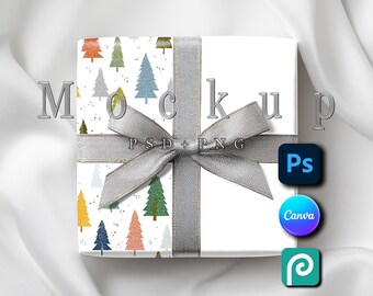 Geschenkpapier Mockups (Smart Objekt PSD und Canva PNG)