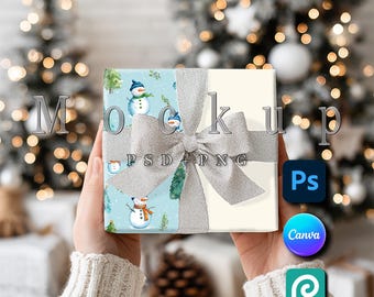 Geschenkpapier Mockups (Smart Objekt PSD und Canva PNG)