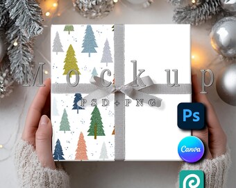 Gift Wrapping Paper Mockups (Smart Object PSD and Canva PNG)