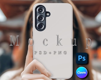 Samsung Galaxy S25 Plus Case Mockup: Smart Object PSD, Canva, PNG (Digital Download)
