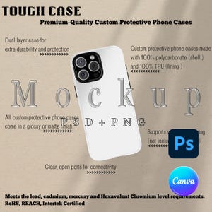 Phone Case Mockup: Tough Case Features, Details (Digital Download)