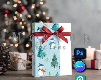 Gift Wrapping Paper Mockups (Smart Object PSD and Canva PNG)