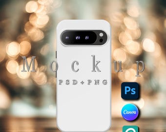 Google Pixel 9 Pro XL ケース モックアップ: PSD Canva PNG (デジタルダウンロード)
