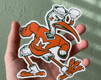 Vintage Sebastian Mascot Of Univ. Of Miami Mascot Kiss-cut Sticker Stickers Car Magnet Accessories and Gifts for girlfriend Logo vinyl Decal