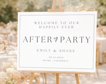 Wedding After Party Welcome Sign | Minimalist Wedding Signage | Digital Download | Editable Canva Template