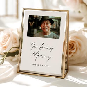 In Loving Memory Photo Memorial Sign, Editable Canva Template, Instant Download
