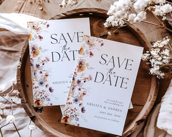 Custom Save the Date | Floral Wedding Card | Editable Canva Template (Instant Download)