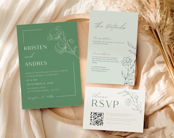 Wedding Invitation Suite | Custom Photo Invite | RSVP & Details Card | Editable Canva Template (Instant Download)