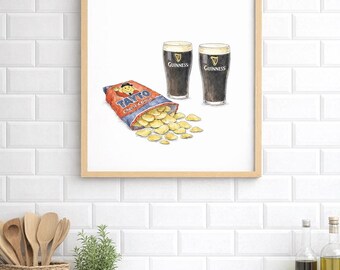 Stampa di tapas irlandesi – Decorazione murale nostalgica (A5/A4/A3)