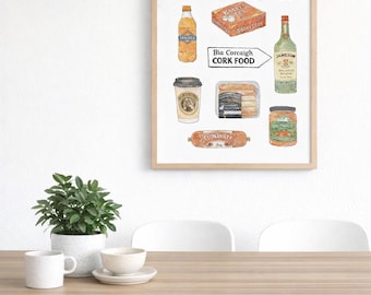 Lo mejor de Cork: ilustraciones de comida y bebida irlandesa (A5/A4/A3)