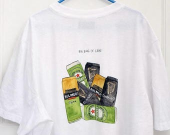 Irish bag T-shirt | Guinness & Tayto Illustration | Hand‑Drawn Irish Humour Gift | 