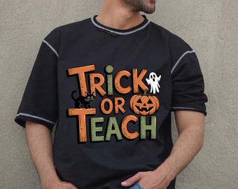 Trick or Teach Ghost PNG: Halloween Teacher Digital Download