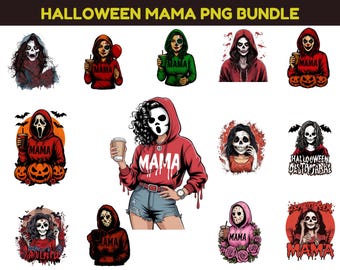 Horror Halloween MAMA PNG Bundle | Killer Mama PNG | Spooky Halloween Clipart Pack | Horror Mom Png