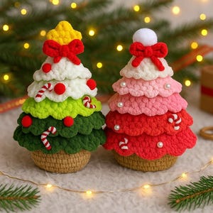Christmas Tree Crochet Pattern PDF, Amigurumi Xmas Decoration, Cute Pink Tree Ornament, Easy Holiday Crochet Tutorial
