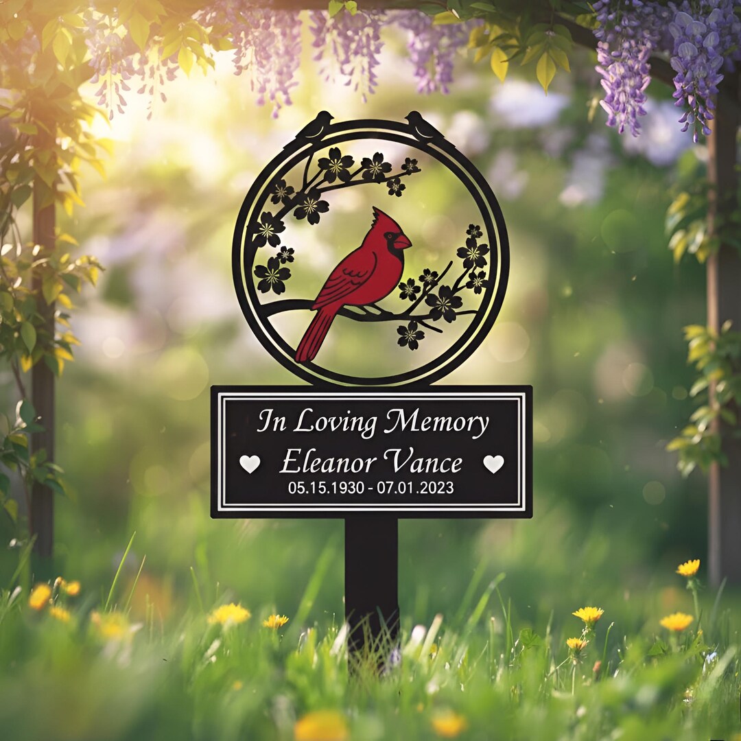 Personalized Cardinal Memorial Garden Sign Metal Yard Stake in Loving ...