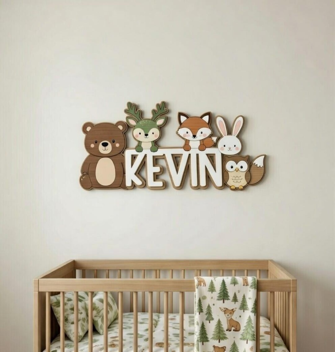 Personalized Baby Name Sign, Custom Metal Name Sign With Cute Animal ...