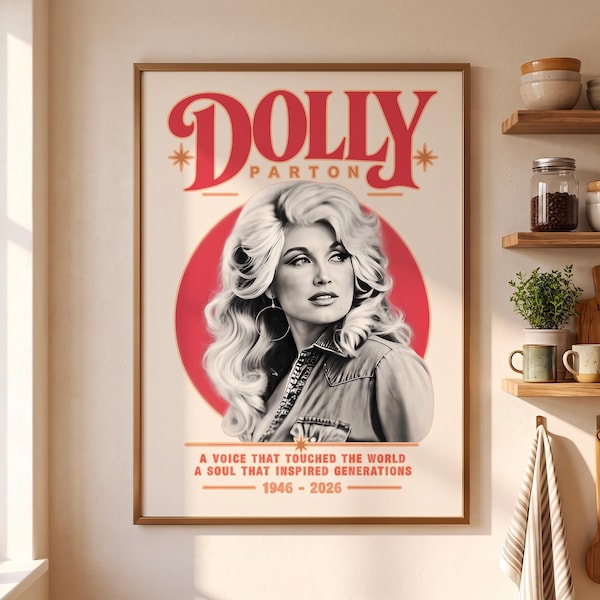 Dolly Parton Retro Pink Canvas Poster, Vintage Country Music Art, Retro Singer Decor, Pink Wall Art, Fan Gift