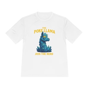 PokeLlama Unisex Moisture Wicking Tee: Perfect for Gamers, Outdoor Adventures, Sports Events, Summer Wear, or Unique Gifts