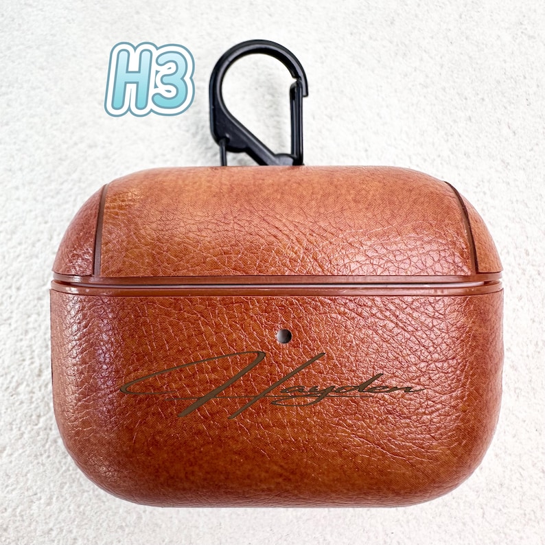 Personalized Leather AirPods Case with Hook: Engraved Monogram image 19