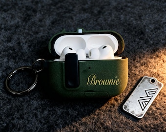 Personalisierte AirPods-Hülle, individueller Name, PU-Leder, Schutzhülle