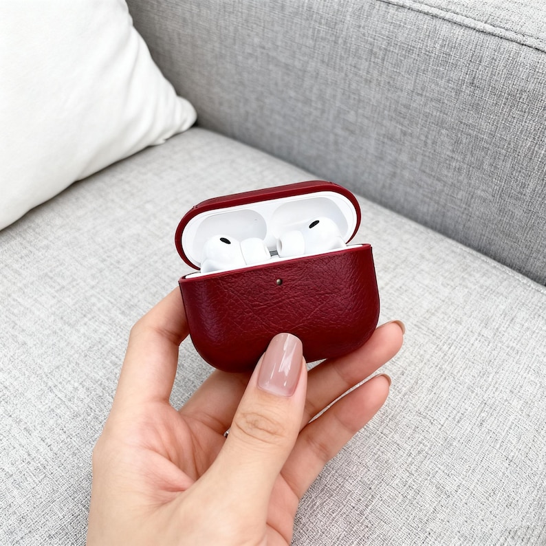 Personalized Leather AirPods Case with Hook: Engraved Monogram image 16