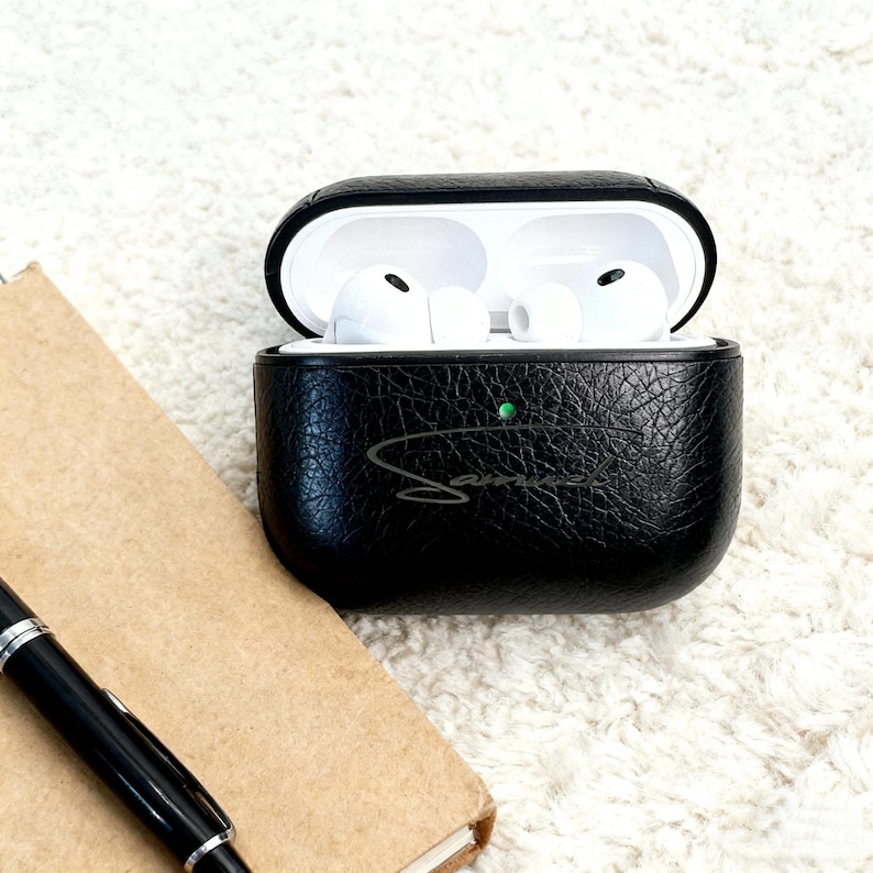 Personalized Leather AirPods Case with Hook: Engraved Monogram image 8