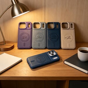 Personalized Custom Name Leather Anti-Drop Case for All iPhone Models, with Lens Stand and MagSafe magnetic