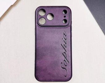 Personalized Name leather iPhone anti drop case, suitable for iPhone 17 Pro Max, 16 Pro, 15, 14 Plus, 13, 14 Pro, as a gift for him/her