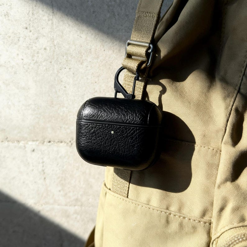 Personalized Leather AirPods Case with Hook: Engraved Monogram image 10