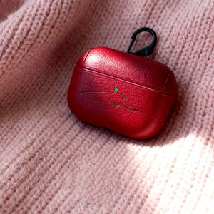 Personalized Leather AirPods Case with Hook: Engraved Monogram image 14