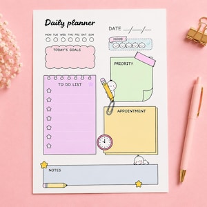 Bearbeitbarer Tagesplaner | To-Do-Liste Vorlage| Ausfüllbares Pdf |Goodnotes Planer-Einlage | Bullet Journal Printable |A5 & Us-Letter Größe