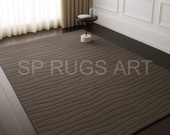Brown Minimalist Area Rug, Modern Solid Rug, Luxury Living Room Carpet, Contemporary Floor Rug, Handmade Tufted Rug, Neutral Bedroom Rug