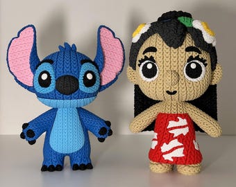 Knitted Lilo & Stitch Figures - 3D Printed Collectible