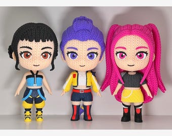 Rumi Zoey Mira - K-Pop Demon Hunters Knitted Texture Figures Display Model - 3D Printed